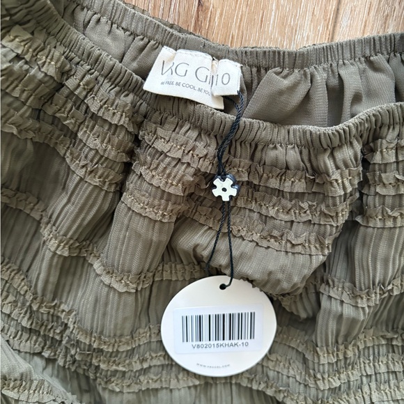 VRG GRL- olive smocked top and skirt - Picture 4 of 4